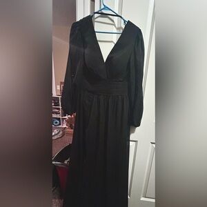 Black long sleeve bridesmaids or evening dress, corset back